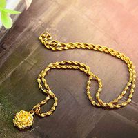 Long Gold Simple Wave Gift Copper Necklace Jewelry Womens Chain Pendant Prom Woman Pretty Bright Lovely Cheap Elegant Aesthetic Beads Comfortable Accessory