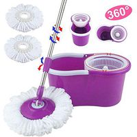 KOL Floor Mop 360° Bucket Rotating Head Easy Magic 2X Head Microfiber Spinning
