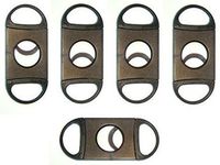 Prestige Import Group Large Black ABS Plastic Double Black Guillotine Cigar Cutter - Cuts up to 60 Ring Gauge - 5 Pacl