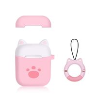 Airpods Case, Airpods Silicone Case Cover Cute Cat Claw Shockproof Protective Cover Skin for Apple Airpods Earphones Accessories Charging Case with Keychain Pink