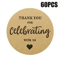 Original Design 60PCS Thank You for Celebrating with US Stickers,2 Inch Round Thank You Kraft Sticker Labels for Invitation Envelopes for Wedding, Baby Shower, Party Favor
