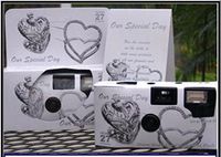 5 Pack Antique Silver Hearts Wedding Disposable 35mm Cameras in Gift Boxes with Matching Tents 27 Exp.