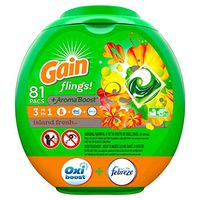 Gain flings! Laundry Detergent Pacs plus Aroma Boost, Island Fresh Scent, HE Compatible, 81 Count (Packaging May Vary)