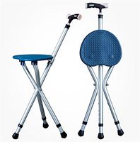 TTEL Cane Seat Adjustable Folding Walking Cane Chair Stool Massage Walking Stick with , blue