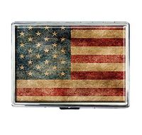 American Flag Old Flag Design Stainless Steel ID Cigarettes Case Holder Stylish Credit Card Wallet