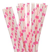 Hot Pink Polka Dot Paper Straws (25)