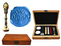 MNYR Fancy Cuttlefish Luxury Wood Box Bronze Metal Peacock Wedding Invitations Gift Cards Paper Stationary Envelope Seals Custom Logo Wax Seal Sealing Stamp Wax Sticks Melting Spoon Wood Gift Box Kit