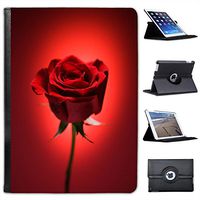 Gorgeous Deep Red Rose with Green Stem for Apple iPad Air 2 [2014 Version] Faux Leather Folio Presenter Case Cover Bag with Stand Capability