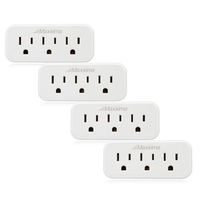 Maxxima 3 Grounded Multi Outlet Adaptor Wall Plug, Turn one outlet into 3 (Pack of 4)