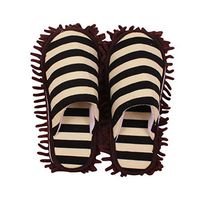 Frjjthchy Microfiber Fuzzy Slippers Floor Cleaning Mop Slippers Shoes Detachable Multi-sizes Floor Cleaning Tool (Women 5-6, Brown)
