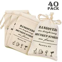 Whaline 40 Pcs 4" x 6" Bachelorette Hangover Kit Bags Cotton Recovery Kit Bags Muslin Drawstring Bag for Bridal Shower Wedding Party Gift Decoration
