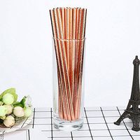 Disposable Paper Straw Hot Stamping Biodegradable Drinking Paper Straw Paper Straw for Drinking Christmas Party Supplies - Pack of 25 (Rose Gold)