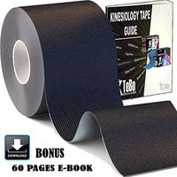 Kinesiology Tape for Physical Therapy Sports Athletes – Latex Free - Elastic - 16ft Water Resistant Kinetic Uncut Medical Tape for Knee Pain - Tennis Elbow - Shoulder Muscle + Taping E-Book (Black)