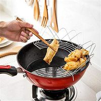 ANGELA Multifunction Stainless-Steel Oil Drain Rack, Home Baking Cooking Drip Filter, Foldable Semi-Circular Use, for Kitchen Frying Cooking, 36cm