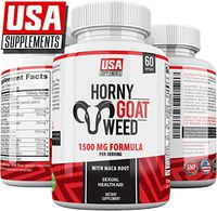 Horny Goat Weed Pills Complex Extract for Men and Women – Herbal Ginseng Maca Root Tongkat Ali Powder L-Arginie - 1500mg Optimum Dosage Capsules – Energy Stamina Performance – Made by USA Supplements