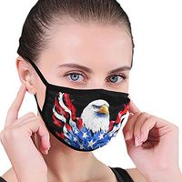 YOFFYO American Flag and Bald Eagle Patriotic Black Dustproof Earloop Face Cover for Women Men, Pollen Cosplay Camping Half Face Mouth Cover - Adjustable Elastic Band Face and Nose Cover