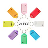 OFFIWIN 24 PCS Plastic Key Tags Keys Identifier ID Labels with Split Ring Label Window, Assorted Colors in one PET Jar