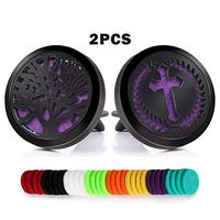 2PCS 30mm Car Essential Oils Diffuser Stainless Steel Car Aromatherapy Diffuser Vent Clip+32pcs Refill Pads (Tree of life&Cross)