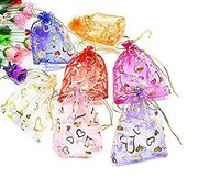 50PCS 5x7" Mix Colour Foldable Organza Drawstring Bags Pouches Portable Storage Bags Candy Bags for Festival Gift Jewelry Party Wedding Party Christmas