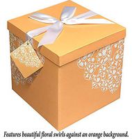 Gift Box 9x9x9 Cassandra Pop up in Seconds comes with Decorative Ribbon mounted on the lid A Gift Tag and Tissue Paper - No Glue or Tape Required