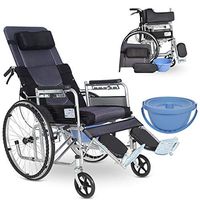 Wheelchair Light Transport Folding Wheelchair Portable Travel Chair Aluminum Alloy Puncture Collision Carrying Wheelchair Upgrade Can Be Half Lying with Armrest and Portable