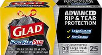 Glad Large Drawstring Trash Bags  ForceFlexPlus 30 Gallon Black Trash Bag - 25 Count