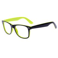 Blue Light Blocking Computer/Gaming Readers Glasses Anti Glare Anti Eyestrain Clear Lens Visual Color Real Round Vintage Hipster Frame,0.00,No Magnification (Outside Black Inside Yellow)