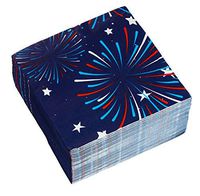 Cocktail Napkins - 150-Pack Luncheon Napkins, Disposable Paper Napkins American Party Supplies, 2-Ply, Fireworks Design, Unfolded 13 x 13 Inches, Folded 6.5 x 6.5 Inches