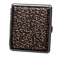 Men Business Gift Cigarette Storage Holder Cigarette Case Slim Leather Metal Storage Box for 18 Piece Cigarettes(Gold)