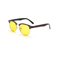 Cyxus Blue Light UV Blocking Computer Semi-Rimless Glasses Women Men, Anti Eye Strain Eyewear (Yellow Lens, Black Frame)