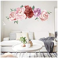 Flowers Wall Decals, Rose Peony Wall Sticker Murals Vintage Art DIY Romovable Decals Nursery TV Background Kids Gilrs Rooms Bedroom Decor Gift (Multicolor) (Multicolor)