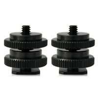 TEZONG 1/4" to 3/8" Tripod Mount Screw to Flash Hot Shoe Adapter Monitor bracket for DSLR Camera and Monitor 2PACK