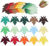 Chris.W 120 Pcs Maple Leaves Gift Tags with Strings, Fall Leaves Wedding Party Favors Tags Wishing Tree Tags Name Place Cards Hanging Sign Tags Leaves Cutouts with Holes