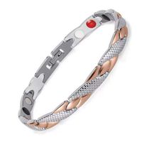 HiTreasure Rose Gold Silver Titanium Steel Magnetic Therapy Health Link Bracelet Men Women