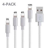YoRoucI Charger Cable 4Pack Nylon Braided Fast Charging USB Power Cord Compatible with Phone X 8 8Plus 7 7Plus 6 6S Pad White