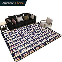 Bigdatastore Bowling Party Decorations Solid Area Rug Living Room, Collection of Bowling Shoes in Their Rack Vintage, Fashionable High Class Living Dinning Room(2'x 6')