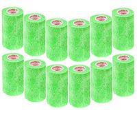 3 Inch Self Adhesive Medical Bandage Wrap Tape (Neon Green) (12 Pack) Strong Elastic Self Adherent Cohesive First Aid Sport Flex Rolls for Wrist Ankle Knee Sprains and Swelling