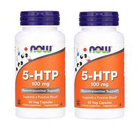 Now Foods 5-HTP Neurotransmitter Support for Positive Mood 100 Milligrams as a Dietary Supplement (60 Veg Capsules) Pack of 2