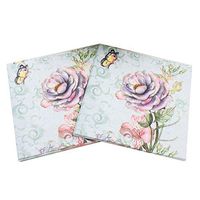 Amosfun 100PCS Floral Paper Napkins 6.5 x 6.5 inch Disposable Lunch Napkins Butterfly Dinner Napkins for Birthday Wedding Favors Supplies