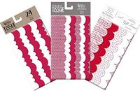 Red and White Tissue Paper Collection, Exclusive Scalloped Edge, 72 Sheets Each 19" x 25", Patterns and Solids