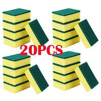 Voberry 20 Pack Scrub Spong, Kitchen Cleaning Sponges, Multi-Use Heavy Duty Extra Thin Magic Eraser Sponge for Kitchen Bathroom Furniture Leather Car (A, 3.93in x 2.75in x 1.18in)