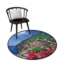 RUGSMAT Round Rug,The Words Happy Birthday with Vivid Balloons Confetti Rain Blithesome Happy Day,Carpet Door Pad for Bedroom/Living Room/Balcony/Kitchen Mat Round-24 Inch Multicolor