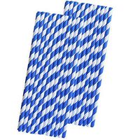 Stripe Paper Straws - Royal Blue and White - 7.75 Inches - 50 Pack
