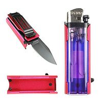 P.S Lighter Holder for Regular Lighters W/Opened Folding Knife, Pocket Knife. for Collection, Camping, Daily Carry