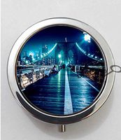 BlackKey Brooklyn Bridge Night Scenery 3-Compartment Decorative Pocket Gift Box Case Organizer for Pill, Color 1 -217