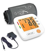 Blood Pressure Monitor Upper Arm, Automatic Blood Pressure Monitor Large Cuff, Digital Bp Cuff with Pulse Rate for Home Use, 2 * 90 Memory Mode, AC Adapter and USB Cable Included(Upper Arm Yellow)