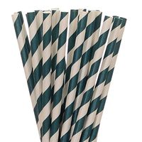 Biodegradable Paper Straws Navy Blue Striped (50)
