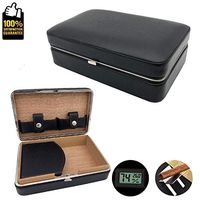 STIANNIU Quality Genuine Leather Handmade Cigar Humidor,Desktop Cedar Wood Lined Cigar Storage Box Holds 4 Cigars for Men or Women，Free Cigar Cut or Stand