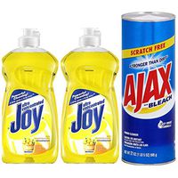 Joy Ultra Dishwashing Liquid, Lemon Scent 12.6oz, 2pk (Including 21oz Canisters Ajax All-Purpose Powder Cleaner With Bleach) Dishwashing Liquid Kitchen & Bathroom Household Cleaning Kit