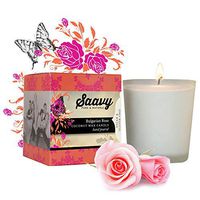 Saavy Naturals Coconut Oil Scented Candle | Organic Wax for Clean Burn, No Chemicals or Toxic Smoke | Long Lasting 37 Hour Burn Bulgarian Rose Scent 5oz